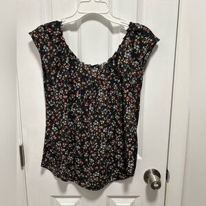 Lauren Conrad Black Floral Blouse